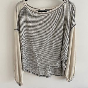 long sleeve neutral stripe lounge shirt